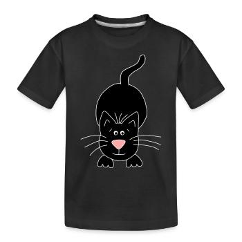 schwarze Katze - Kinder Premium Bio T-Shirt - Schwarz - Vorne