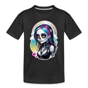 Halloween - Rock & Regenbogen - Kinder Premium Bio T-Shirt - Schwarz - Vorne