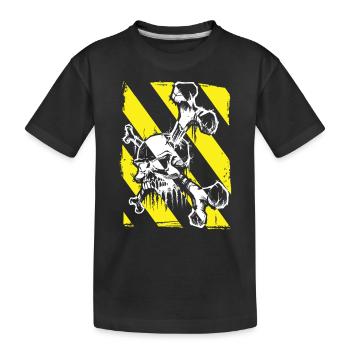 Striped skull - Kids' Premium Organic T-Shirt - black - Front