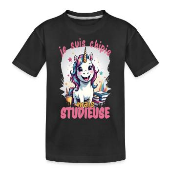 je suis chipie mais studieuse 5 - T-shirt bio Premium Enfant - noir - Devant
