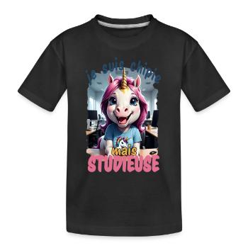 je suis chipie mais studieuse 3 - T-shirt bio Premium Enfant - noir - Devant