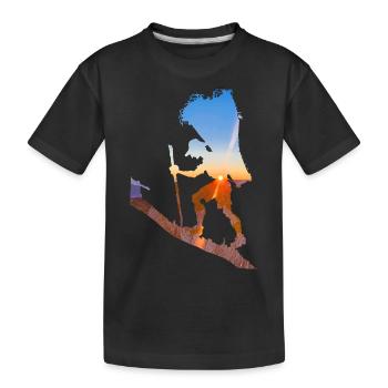 Man with hay basket - Kids' Premium Organic T-Shirt - black - Front