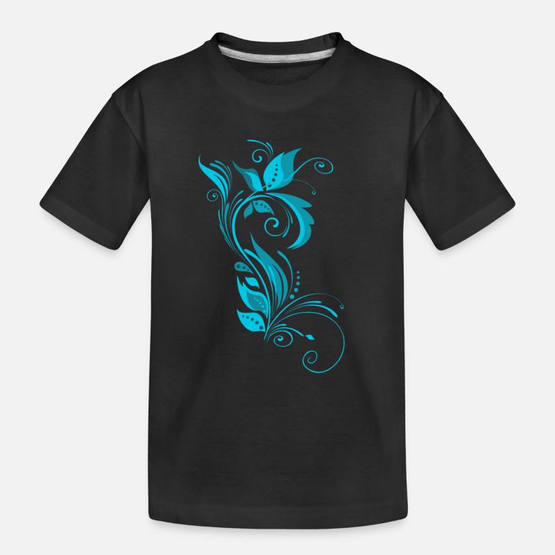 Blaues Ornamentmuster - Kinder Premium Bio T-Shirt - Schwarz
