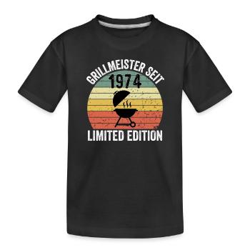 50th Birthday - Grillmeister since 1974 - Kids' Premium Organic T-Shirt - black - Front
