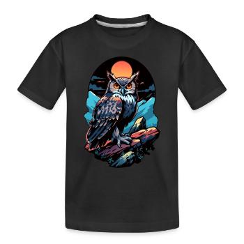 Große Eule Uhu bei Mondlicht - Kinder Premium Bio T-Shirt - Schwarz - Vorne