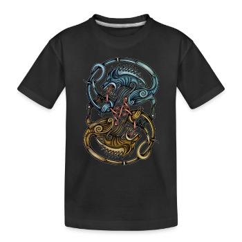 Wikinger Wölfe - Kinder Premium Bio T-Shirt - Schwarz - Vorne