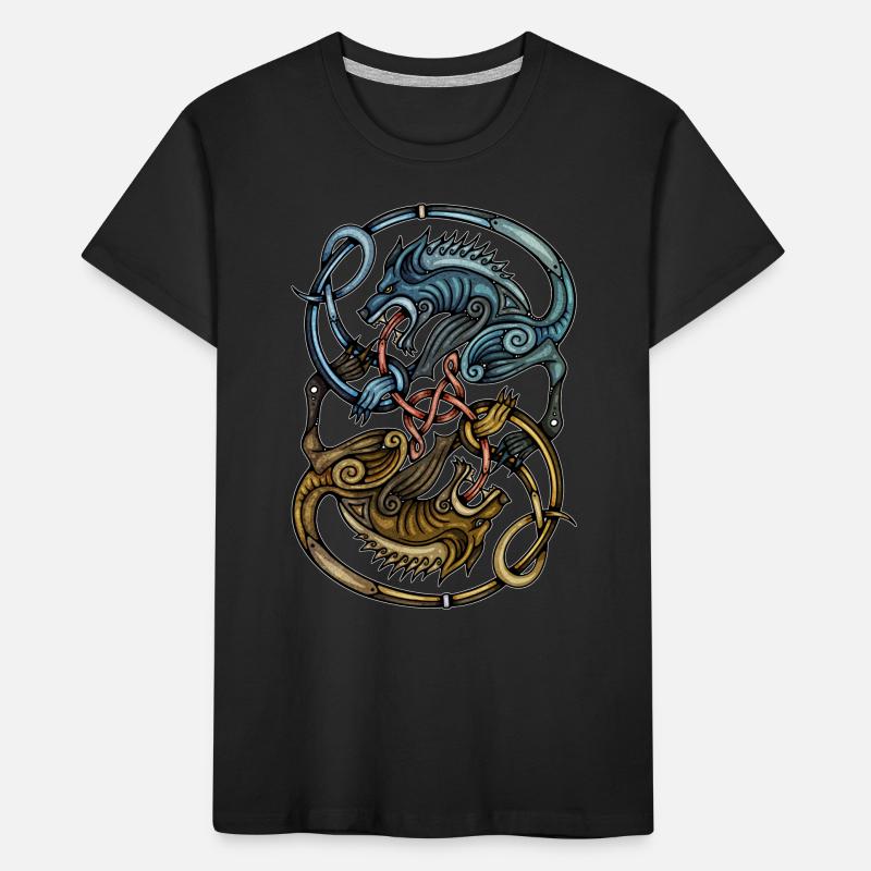 Wikinger Wölfe Kinder Premium Bio T-Shirt