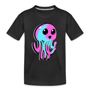 Cute pink blue comic/anime jellyfish - Kids' Premium Organic T-Shirt - black - Front