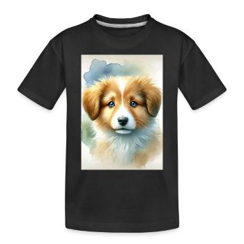 Aquarell Puppy - Kids' Premium Organic T-Shirt - black - Front