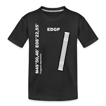 Flugplatz EDGP Design mit Namen und Koordinaten - Kinder Premium Bio T-Shirt - Schwarz - Vorne