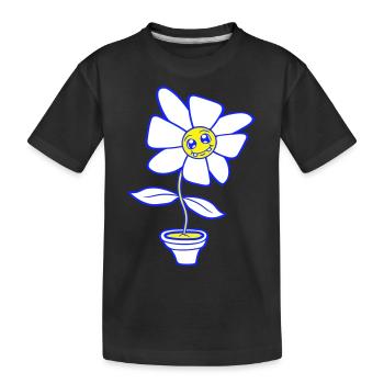 Petit Pot De Fleurs Visage Heureux Drôle - T-shirt bio Premium Enfant - noir - Devant