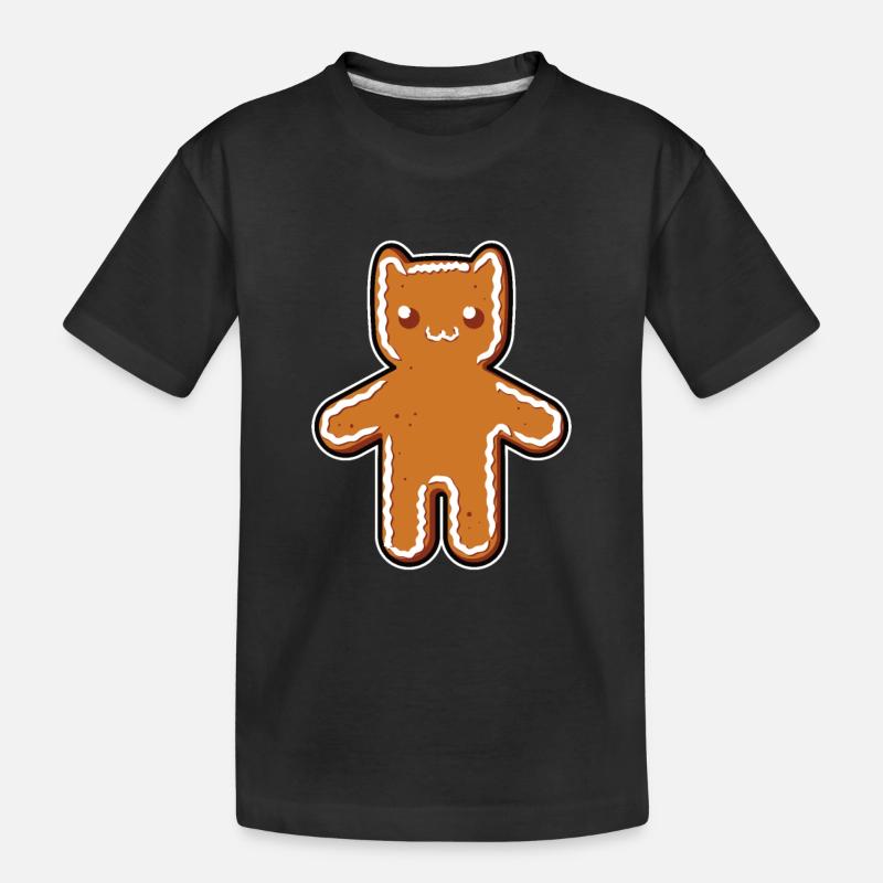 Lebkuchen-Katze - Kinder Premium Bio T-Shirt - Schwarz