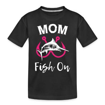 Mom Fish On Fishing - Kinder Premium Bio T-Shirt - Schwarz - Vorne