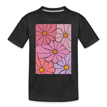 Boho Flora Blumen - Kinder Premium Bio T-Shirt - Schwarz - Vorne