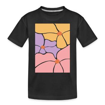 Boho Flora Blumen - Kinder Premium Bio T-Shirt - Schwarz - Vorne