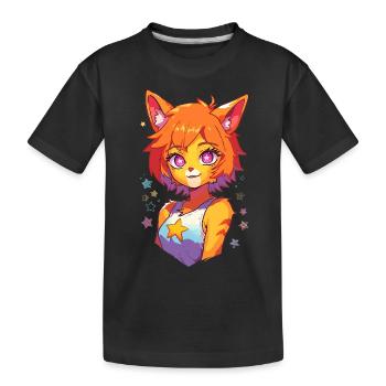 Furry Star - Kids' Premium Organic T-Shirt - black - Front