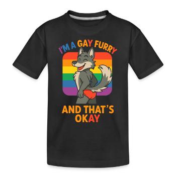 Humorvolles "I'm A Gay Furry And That's Okay" - Kinder Premium Bio T-Shirt - Schwarz - Vorne