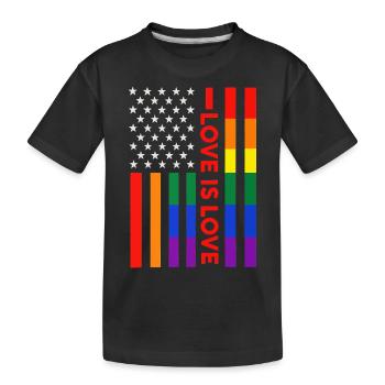 Patriotische Regenbogenflagge "Love Is Love" - Kinder Premium Bio T-Shirt - Schwarz - Vorne