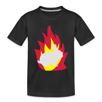 Hase im Feuer - Kinder Premium Bio T-Shirt - Schwarz - Vorne