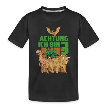 Achtung ich bin Drei - Kinder Premium Bio T-Shirt - Schwarz - Vorne
