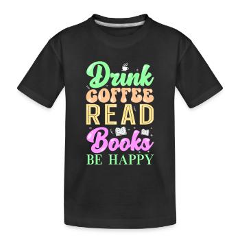 Lire des livres sur le café - T-shirt bio Premium Enfant - noir - Devant