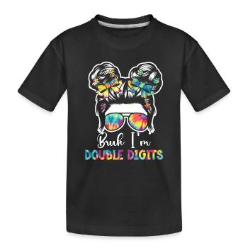 10th Birthday Girl Gift Idea Double Digits - Kids' Premium Organic T-Shirt - black - Front