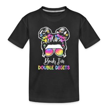 10th Birthday Girl Gift Idea Double Digits - Kids' Premium Organic T-Shirt - black - Front