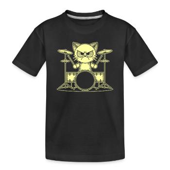 Rock Musik Katze Lustig Humor Geschenkidee - Kinder Premium Bio T-Shirt - Schwarz - Vorne