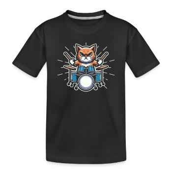 Rock Music Cat Funny Humor Gift Idea - Kids' Premium Organic T-Shirt - black - Front