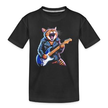 Rock Musik Katze Lustig Humor Geschenkidee - Kinder Premium Bio T-Shirt - Schwarz - Vorne