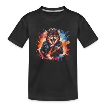 Rock Musik Katze Lustig Humor Geschenkidee - Kinder Premium Bio T-Shirt - Schwarz - Vorne