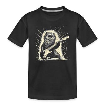 Rock Musik Katze Lustig Humor Geschenkidee - Kinder Premium Bio T-Shirt - Schwarz - Vorne