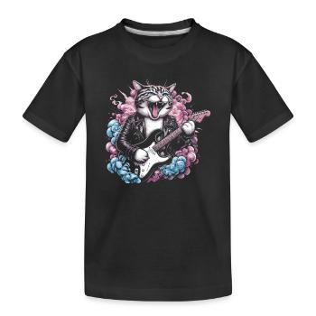Rock Musik Katze Lustig Humor Geschenkidee - Kinder Premium Bio T-Shirt - Schwarz - Vorne