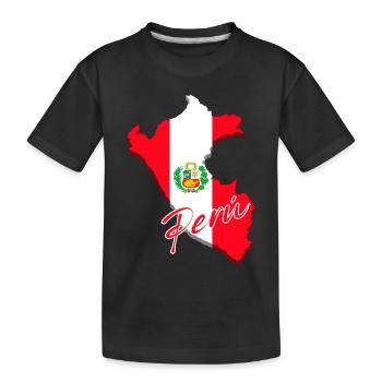 Flagge von Peru, Karte Flagge von Peru - Kinder Premium Bio T-Shirt - Schwarz - Vorne