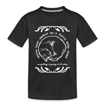 DU WURDEST VON EINEM PELZIGEN KLEINEN ENGEL BESUCHT - Kinder Premium Bio T-Shirt - Schwarz - Vorne
