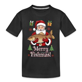 Pulls de Noël Pêcheur Carpe de Poissons Joyeuse - T-shirt bio Premium Enfant - noir - Devant