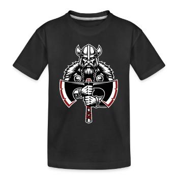 Bouclier Viking Runes Entrelacs Celtiques Mascotte - T-shirt bio Premium Enfant - noir - Devant