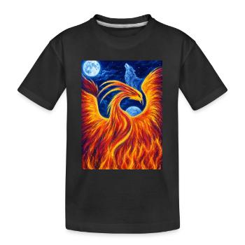 Flammender Phönix in der Nacht - Kinder Premium Bio T-Shirt - Schwarz - Vorne