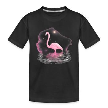 Flamingo Galaxie Weltall Geschenkidee rose trendy - Kinder Premium Bio T-Shirt - Schwarz - Vorne