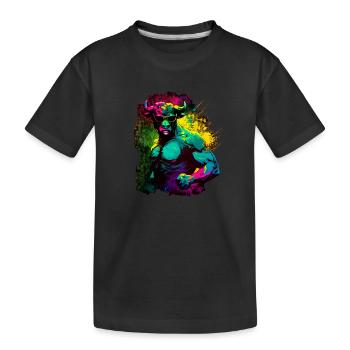 Heißer Bodybuilder Stier - Kinder Premium Bio T-Shirt - Schwarz - Vorne