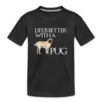 Das Leben eines Mopshundes ist mit einem Mops besser - Kinder Premium Bio T-Shirt - Schwarz - Vorne