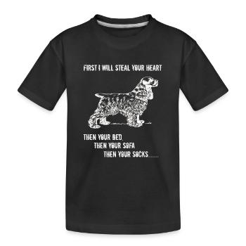 Épagneul d’abord je volerai ton cœur - T-shirt bio Premium Enfant - noir - Devant