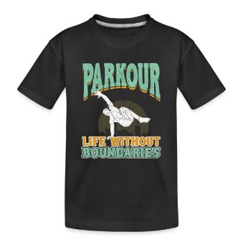 Une vie de parkour sans frontières - T-shirt bio Premium Enfant - noir - Devant