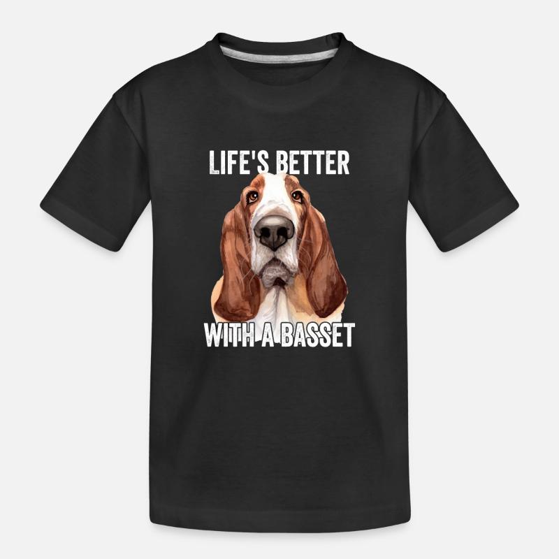 Basset Hound vit mieux avec une basse - T-shirt bio Premium Enfant - noir