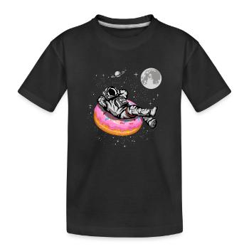Spaceman On A Donut - Kids' Premium Organic T-Shirt - black - Front