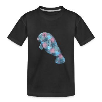 Seekuh Palmen Bunt - Kinder Premium Bio T-Shirt - Schwarz - Vorne
