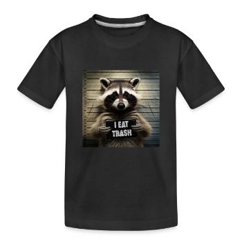 Arrested Raccoon Police Mugshot I Eat Trash - Kids' Premium Organic T-Shirt - black - Front