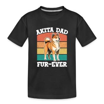 Akita Papa Pelz Ever - Kinder Premium Bio T-Shirt - Schwarz - Vorne