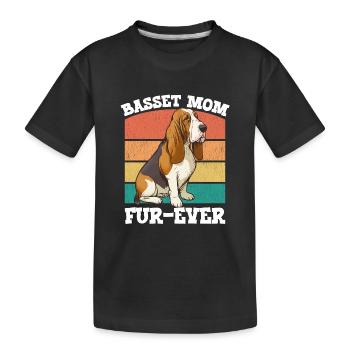 Basset Hound Basset Mom Pelz Ever - Kinder Premium Bio T-Shirt - Schwarz - Vorne