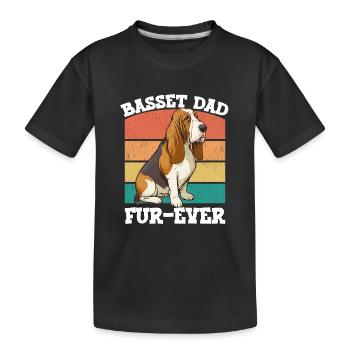 Basset Hound Basset Dad Pelz Ever - Kinder Premium Bio T-Shirt - Schwarz - Vorne